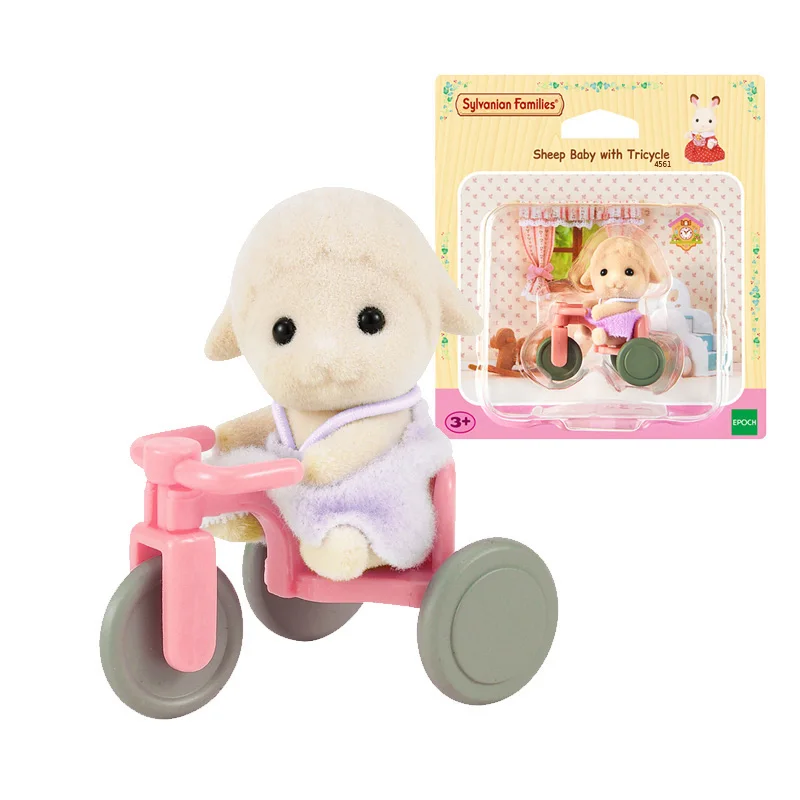 Sylvanian Families Набор для малышей и велосипедов из козла/овцы, кукольный домик, пушистые игрушечные фигурки животных, подарок для девочек, новинка 4561 - Цвет: 4561