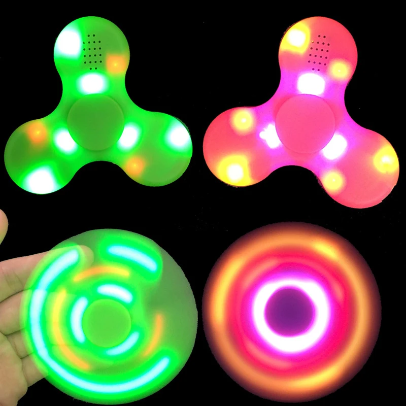

Fidget Spinner + Bluetooth Speaker LED toy Tri Fidget EDC Hand Spinner anti stress Fluorescent For adult Kids funny 2017