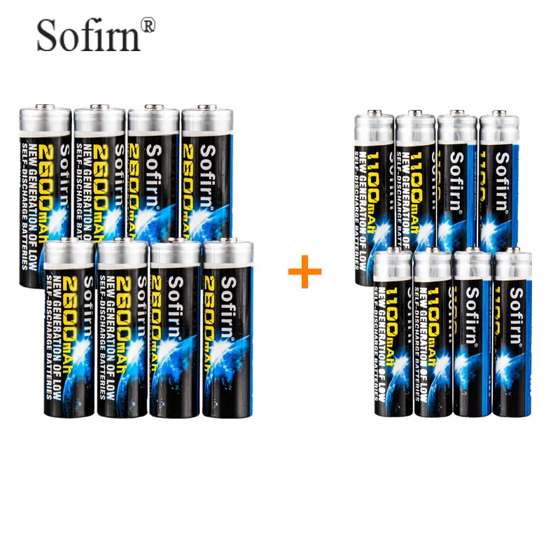 Sofirn аккумуляторы AAA 1100mah(8 шт.)+ AA 2600mah(8 шт.) 1,2 V NI-NH аккумуляторы с коробкой для хранения