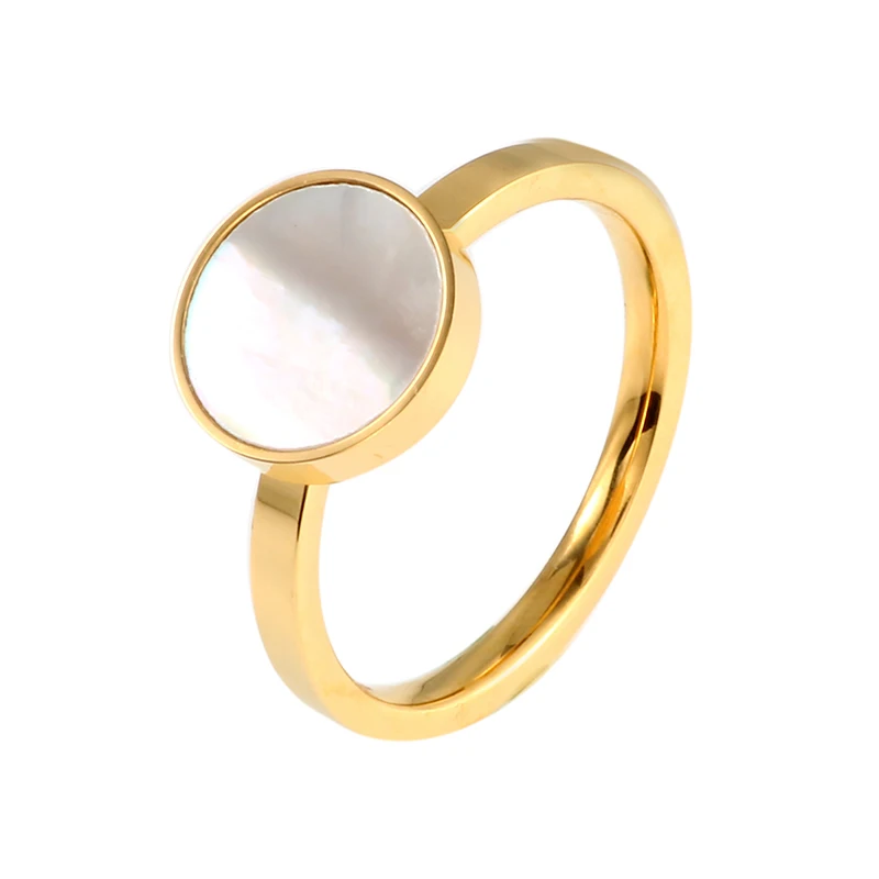Винтажное свадебное кольцо цвета розового золота круглый диск белое черное, акриловое, каменное 316L кольца из нержавеющей стали для вечерние ювелирные изделия