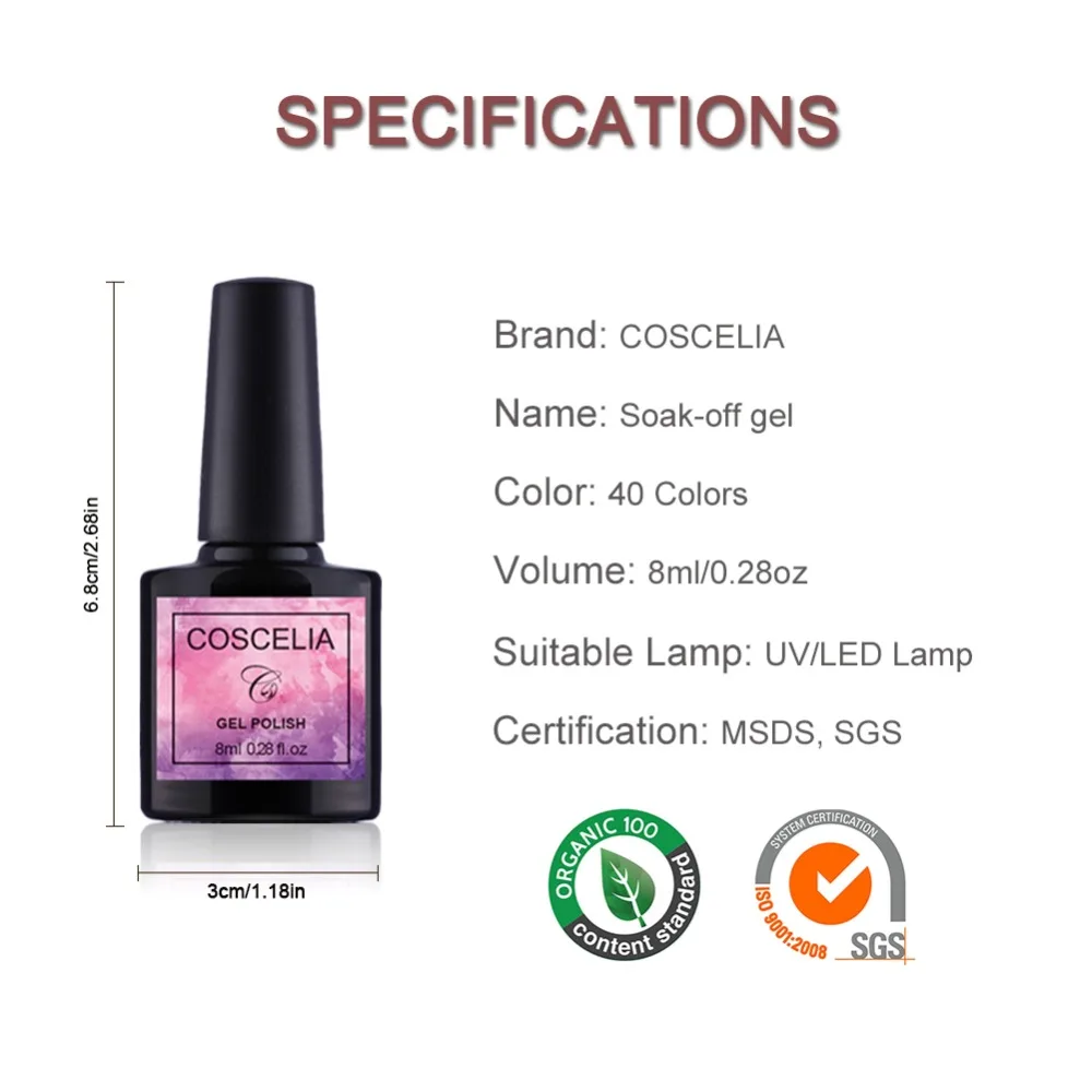 Najtaniej COSCELIA 40 sztuk zestaw zestaw żel do paznokci zestaw nail art do lakieru żelowego 40 kolorów do zestaw do Manicure zestaw do paznokci do Manicure