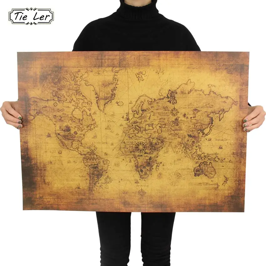 

Large Vintage Style Kraft Paper Poster Gifts Home Decoration The Old World Map Wall Sticker 72.5X51.5cm
