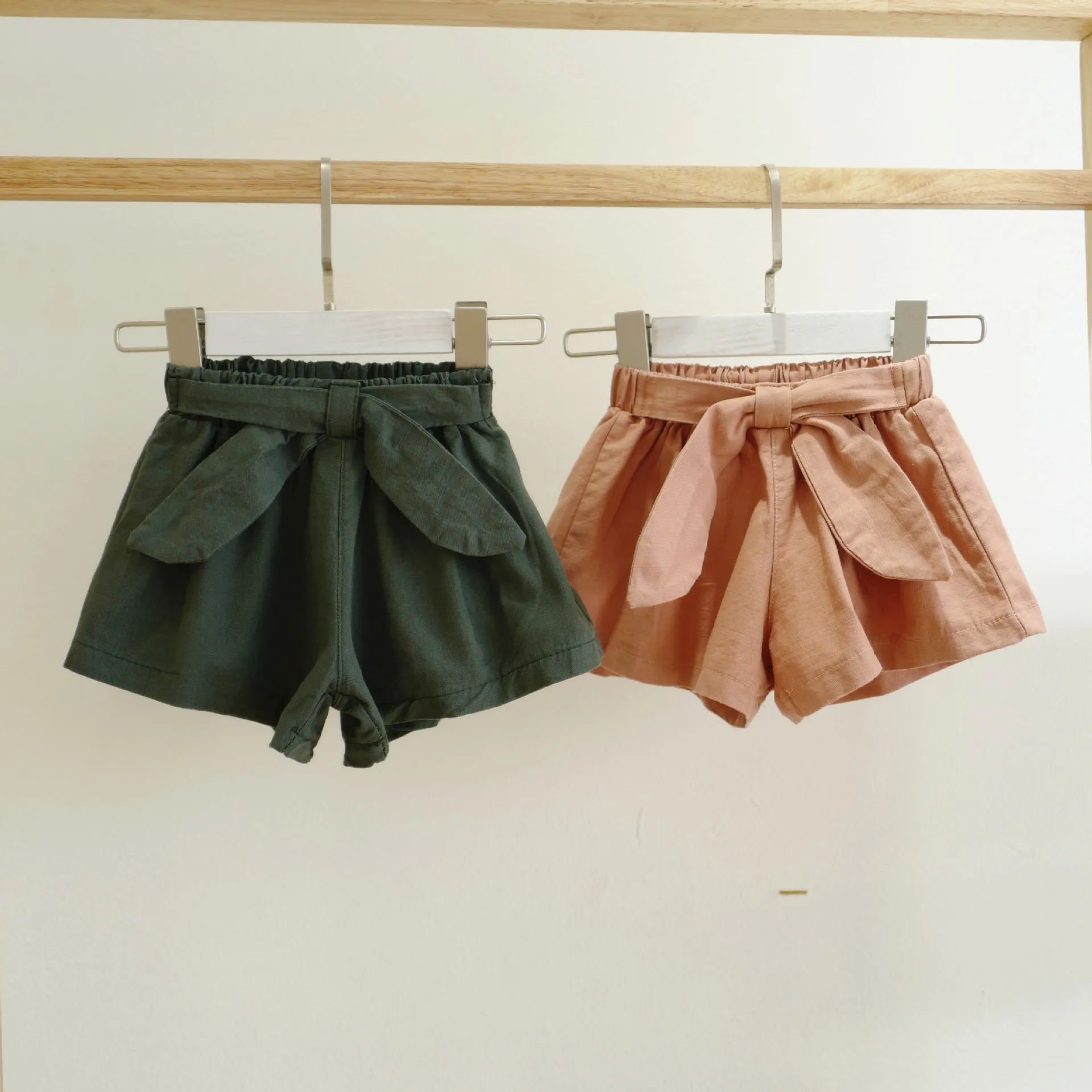 New Arrival Baby Girls Solid Shorts with Bow Cotton Mix Children Kids