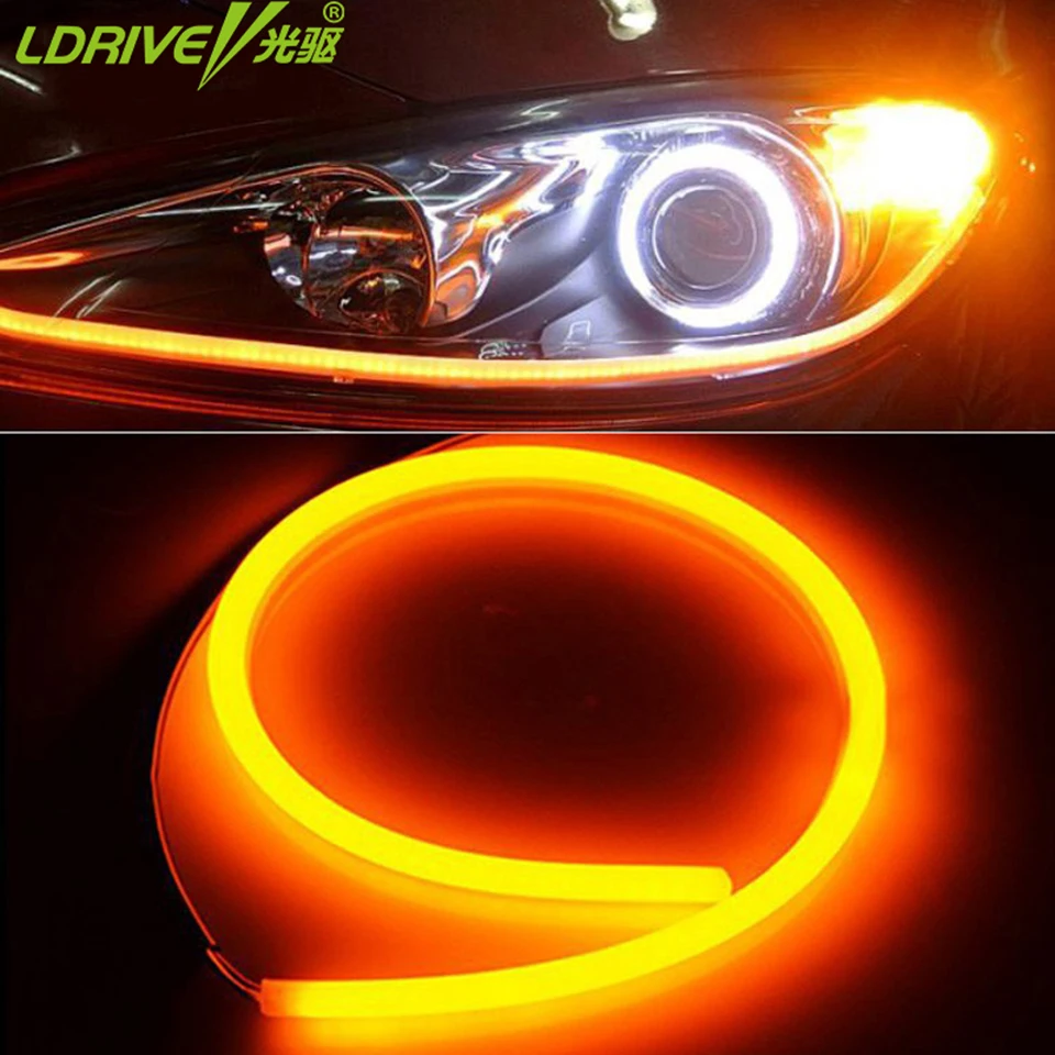 

Hot 2PCS 30cm 45cm 60cm 80cm DRL Flexible LED Tube Strip Style Daytime Running Lights Tear Strip Car Headlight Turn Signal Light