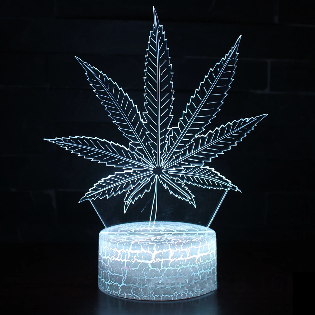 

Maple Leaf 3D Visual Illusion Night Light Transparent Acrylic LED 7 Color Changing Touch Bedside Table Lamp
