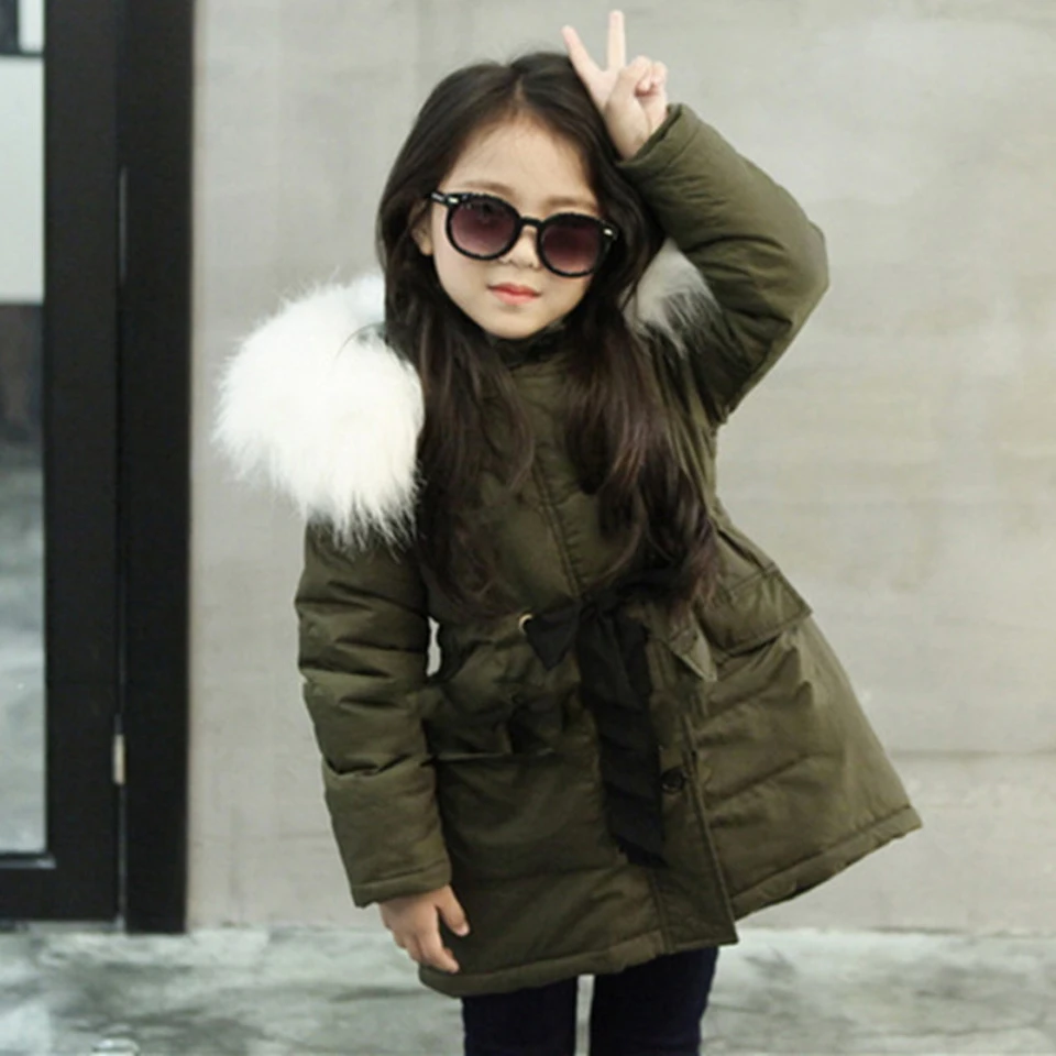 

Winter Fashion Jacket New 2018 Fashion Girl Winter Down Jackets Fur Children Coats Warm Baby Thick Kids Outerwear 4-10 Years