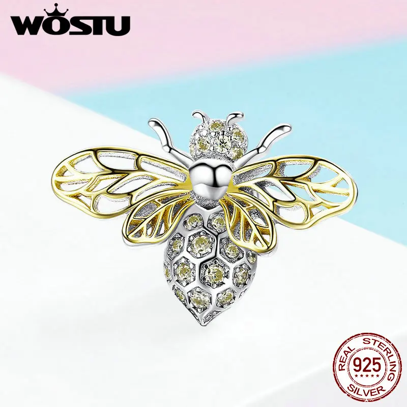 Женский браслет WOSTU из стерлингового серебра 925 пробы с подвеской в виде животных