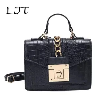 

LJT Women Bag Fashion PU Leather Women Leather Handbag Female Scarf Handbag 2019 Spring New Lock Women Shoulder Bag sac a main
