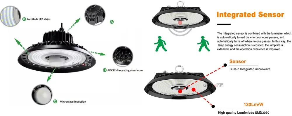 sensor led highbay light 200w