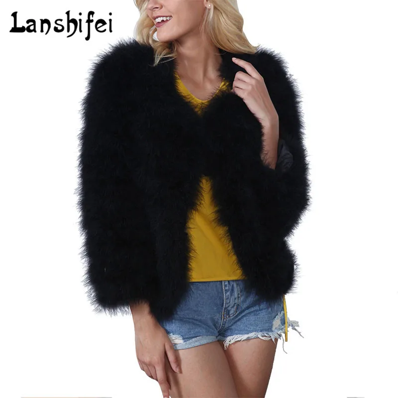 Buy 2017 New Women Winter Black White Fur Coat Long