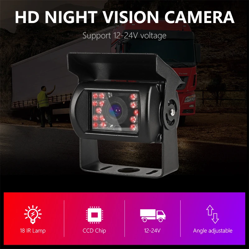 Автомобильная камера заднего вида, универсальная запасная парковочная камера, 18 светодиодный, инфракрасное, ночное видение, водонепроницаемая, 170, широкоугольный, HD цветное изображение
