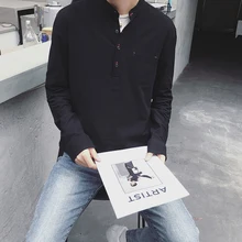 Летняя рубашка из чистого хлопка с вертикальным воротником, Однотонная рубашка с длинными рукавами и воротником Zhongshan, Повседневная белая рубашка с воротником