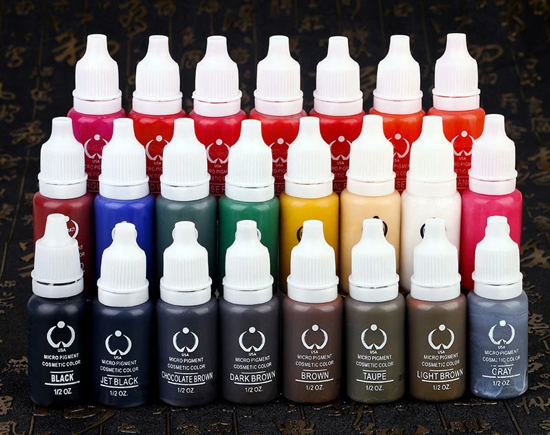 

23Pcs Ink Permanent Makeup Pigment 15Ml Cosmetic 23 Color Tattoo Ink Set Paint For Microblading Eyebrow Lip Body Makeup