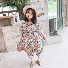 LILIGIRL/модный детский комбинезон с цветочным принтом для девочек; комплекты летней одежды; Новинка года; детский пляжный комбинезон; комплект одежды