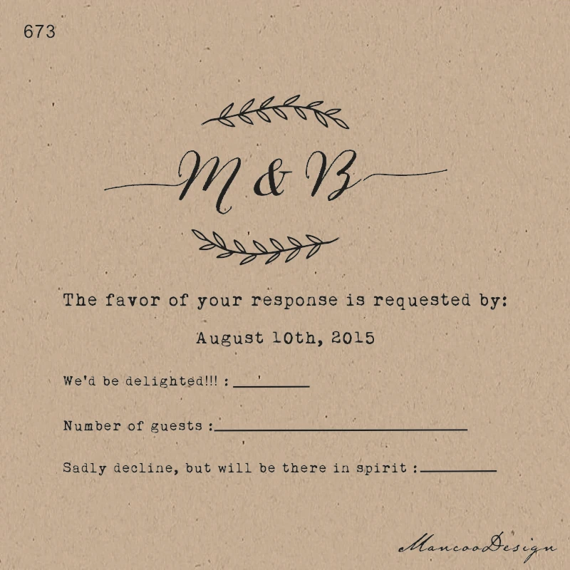 Free Shipping Custom Rubber Stamp Swirl Diy Rsvp Stamp Wedding