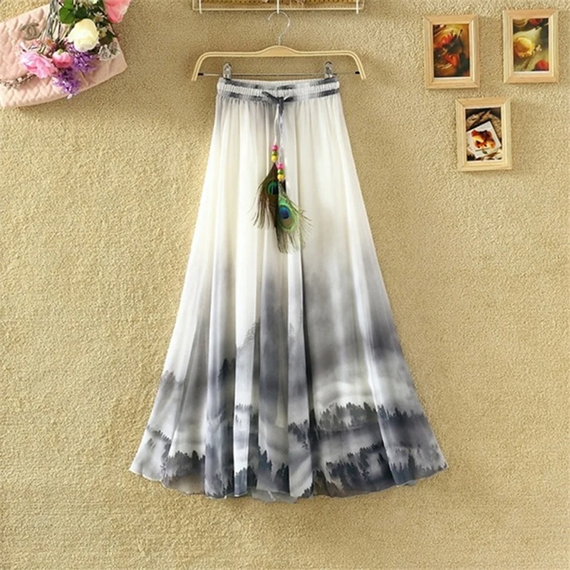 Women Skirts 2019 Flower Print Midi Skirt 2019 Summer Chic Vacation Skirt High Waist Pleated Skirt Ladies Holiday Skirts Women Skirts 2019 Flower Print Midi Skirt 2019 Summer Chic Vacation Skirt High Waist Pleated Skirt Ladies Holiday Skirts