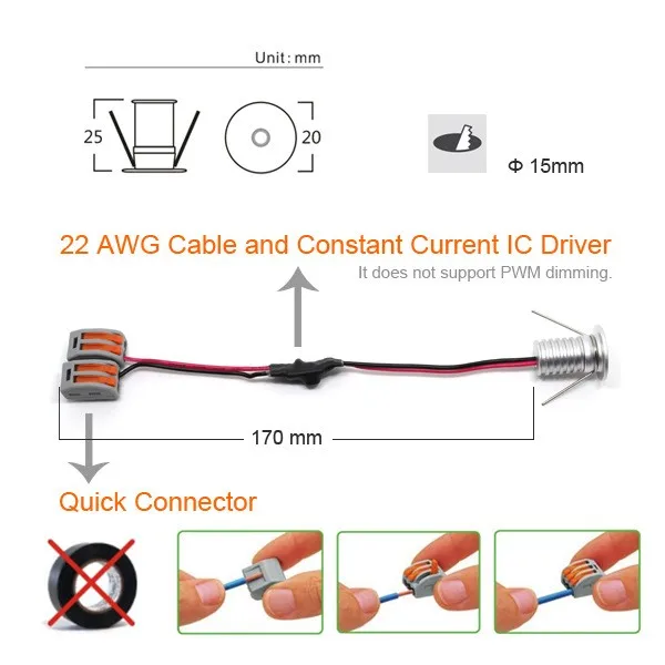 12 шт./лот DC12V 2 W Светодиодный огни мини пятна Малый домашний Точечный светильник Hole-cut D15mm