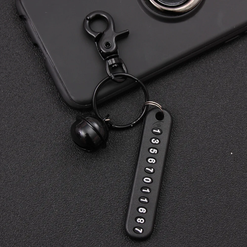 

Personality DIYmobile phone number anti-lost pendant car key ring chain rope Bellnumber plate jeep keychain steel gifts for men