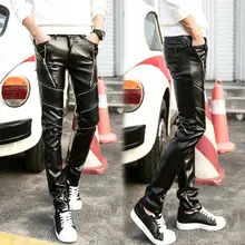 Зимняя Повседневная личности модные мотоциклетные брюки из искусственной кожи мужские Облегающие штаны PU брюки для мужчин мужские панталоны тонкий черный