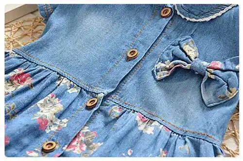 Летнее платье с цветочным узором для девочки джинсовое платье принцессы детские нарядные платья на вечеринку или на свадьбу новинка осени
