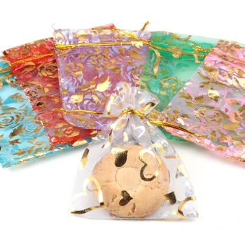 

Organza Bag Packaging Bags Wedding Gift Bags 100pcs/pack Random Mix Drawable Organza Pouches10x12cm Bolsas de Organza Bags