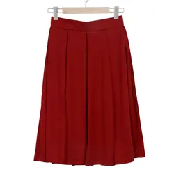 Женская плиссированная юбка Ретро Высокая талия юбка шикарное эластичное платье свободная миди юбка