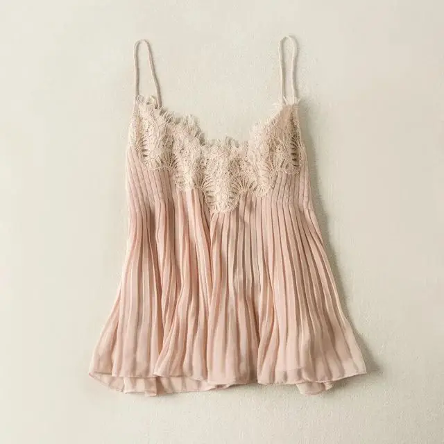 

Women Tops 2018 New Two-Color Sling Lace Top