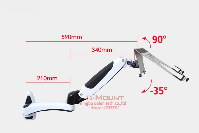 8 кг, GM112W-LP1, полностью движущаяся алюминиевая газовая пружина, двойной кронштейн для ноутбука, настенный кронштейн, подставка с отверстием, зажим для ноутбука