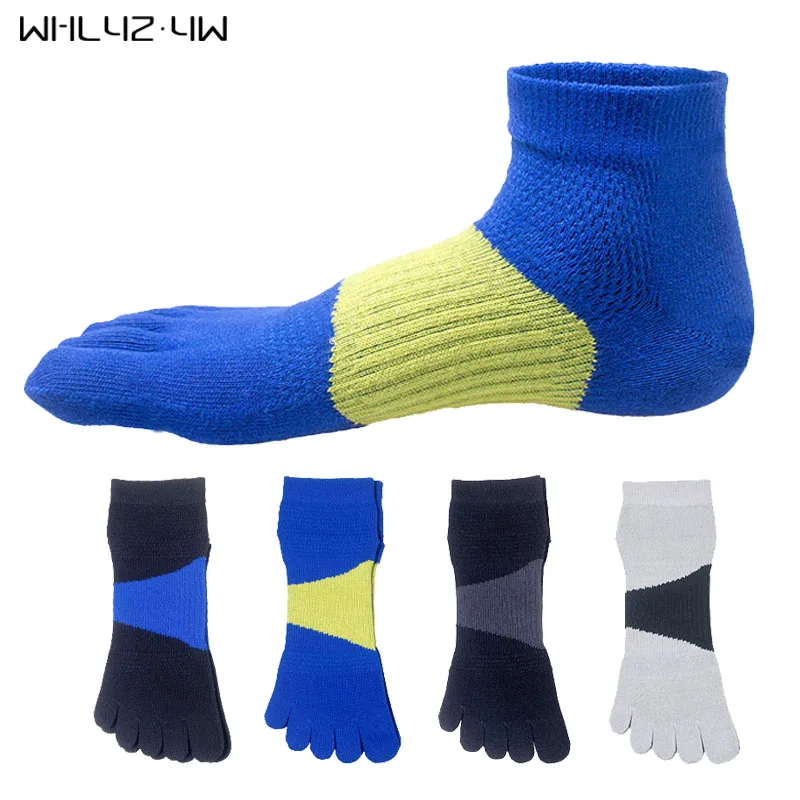 

WHLYZ YW 5 pairs/lot cotton socks with toes mans compression five finger socks fashions striped weed funny socks men meia sokken