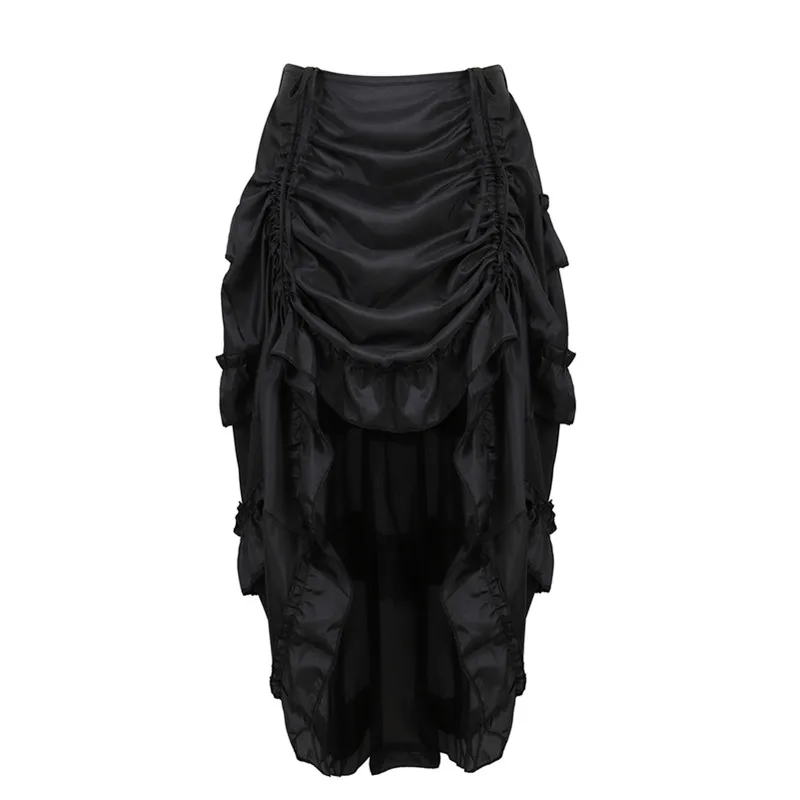 Женская юбка в стиле стимпанк, винтажная готическая юбка с оборками, Пиратская юбка размера плюс, костюм пирата, разные цвета, высокая низкая танцевальная одежда