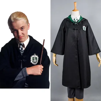 

HP Draco Malfoy Cosplay Costume Slytherin School Uniform tie Suit Child Cosplay Costume for Children Party Halloween
