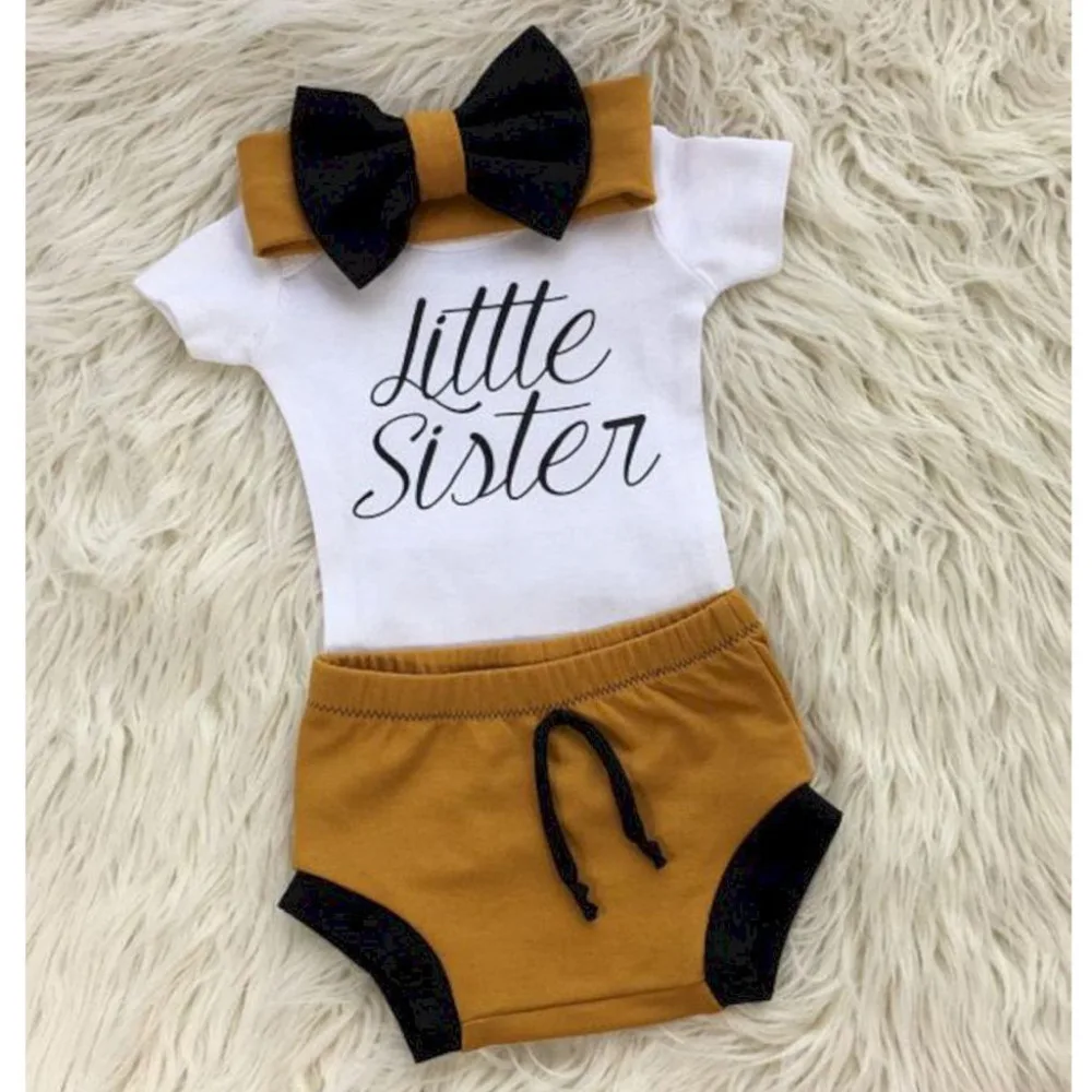 

Baby Girl Summer Clothes Letter T shirt Tops Shorts Headband 3PCS Clothes Set Vetement Enfant Fille Roupa Infantil Summer 2019