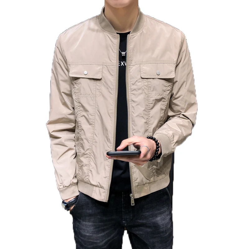 

2019 New Spring Jacket Men Slim Fit Mens Coats & Jackets Stand Collar Casual Bomber Jacket Male streetwear baseball jacket 4XL