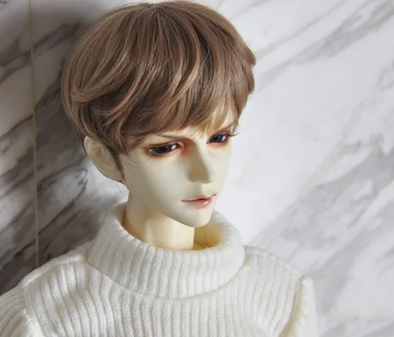 BJD кукла парики короткие парики из натуральных волос для 1/3 1/4 1/6 BJD DD SD MSD YOSD кукла высокотемпературный провод парики просты в уходе аксессуары для куклы - Цвет: Flaxen