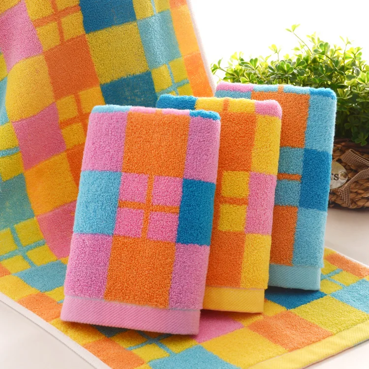 1pcs 34*78cm Colorful Plaids Pattern Soft Face Towel Cotton Hair Hand