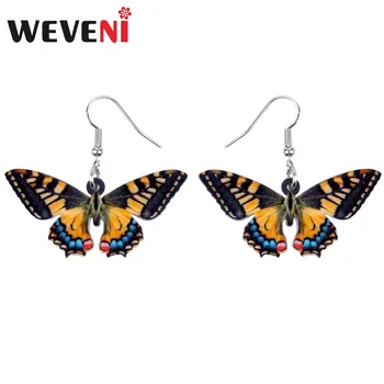 

WEVENI Acrylic Tiger Swallowtail Butterfly Insect Earrings New Dangle Drop Trendy Summer Jewelry For Women Girls Female Brincos