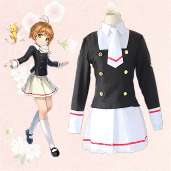 

Cardcaptor Sakura Clearcard Cosplay Costume Kinomoto Sakura Tomoyo Daidoji Cosplay Costume School Uniform Cosplay