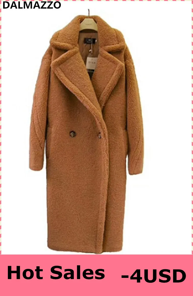 Kopen 2018 Designer Nieuwste Winter 6 Kleuren Teddy Trenchcoat Vrouwen Bont Kasjmier Jas Dikke Warme Wollen Lange Jassen Vrouwelijke S XL