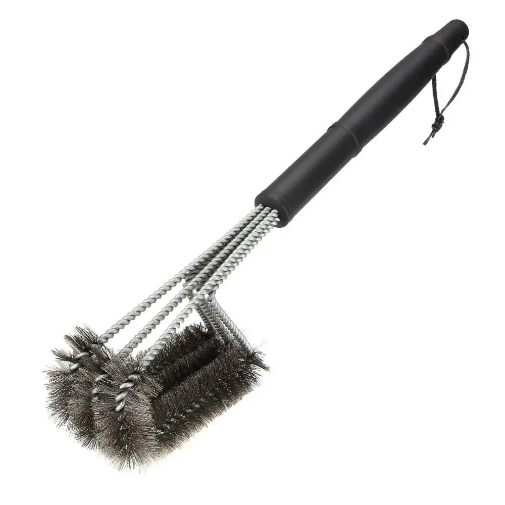 

18 inch Rugged three-head wire oven grill cleaning brush BBQ tool Effortless Cleanin BBQ Accessories With Handle Durable