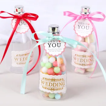 

12PCS Wedding gifts for guests wishing bottle wedding candy box with tag ribbon wedding favor bridesmaid gift candy box