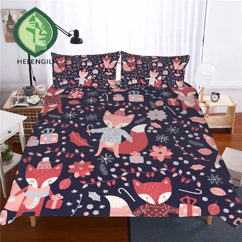 

HELENGILI 3D Bedding Set Christmas Print Duvet cover set lifelike bedclothes with pillowcase bed set home Textiles #SD-40