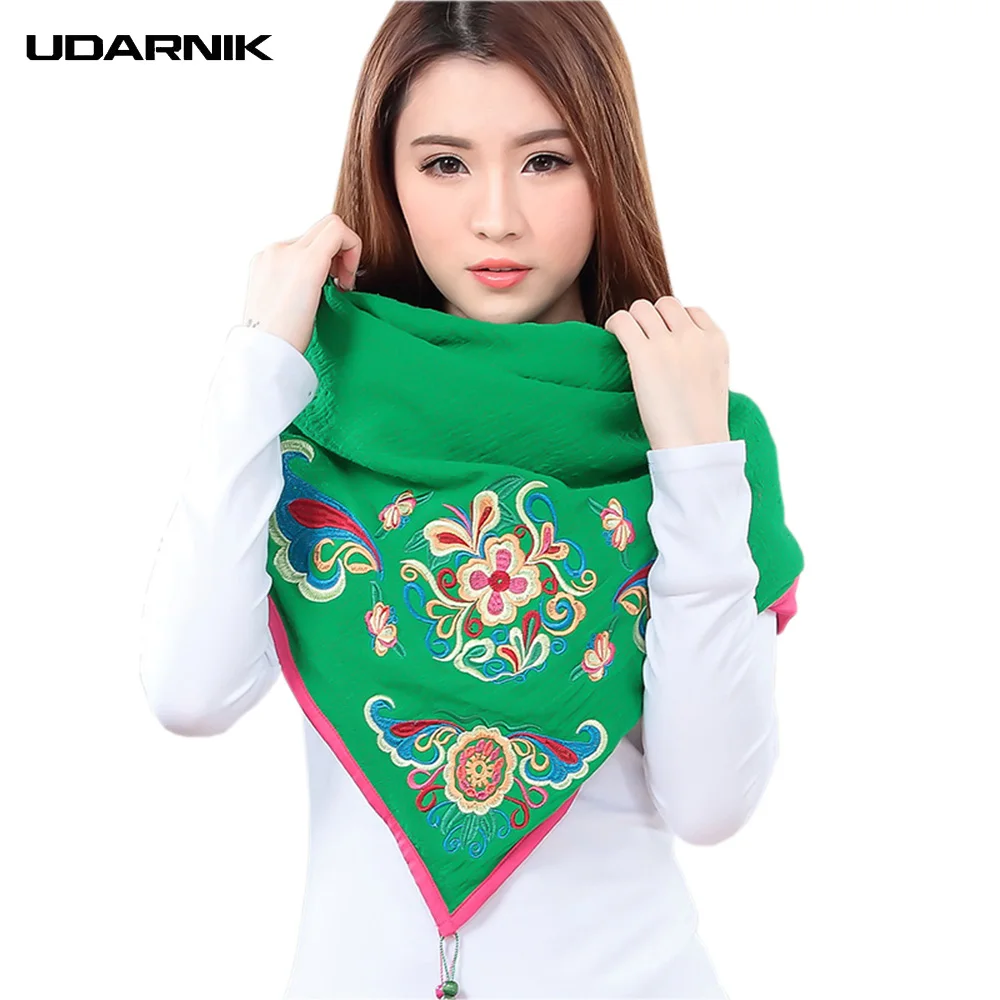 Buy Chinese Style Women Scarf Embroidered Flower Print