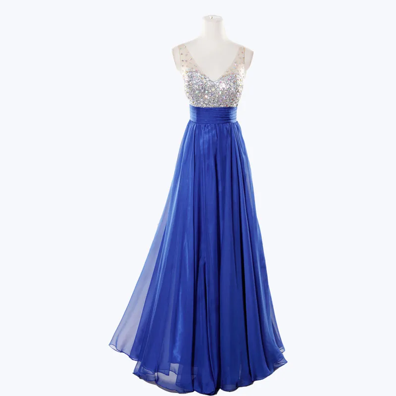 SEBOWEL Sexy Summer Sleeveless Long Party Dresses Floor-Length Chiffon Lace Womens Formal Dresses Robe Femme Ete 2017 Bluewhite (8)