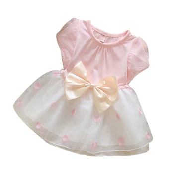 

Hot Sale Summer Wearing Toddler Girls Dresses Casual Print Short Sleeve with Bowknot Children Mesh Sundress 2019 New-arrival