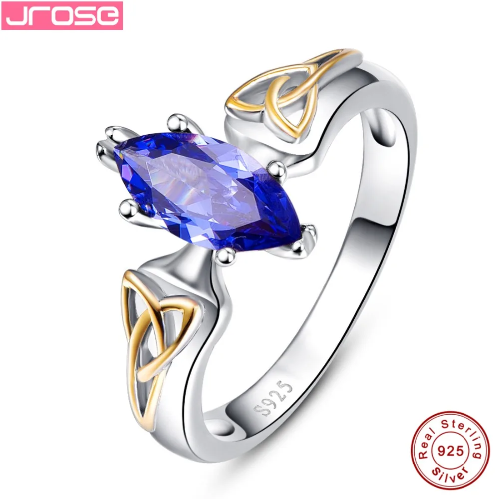 Хит продаж Jrose Marquise Solid 100% кольцо из стерлингового серебра 925 пробы с синим