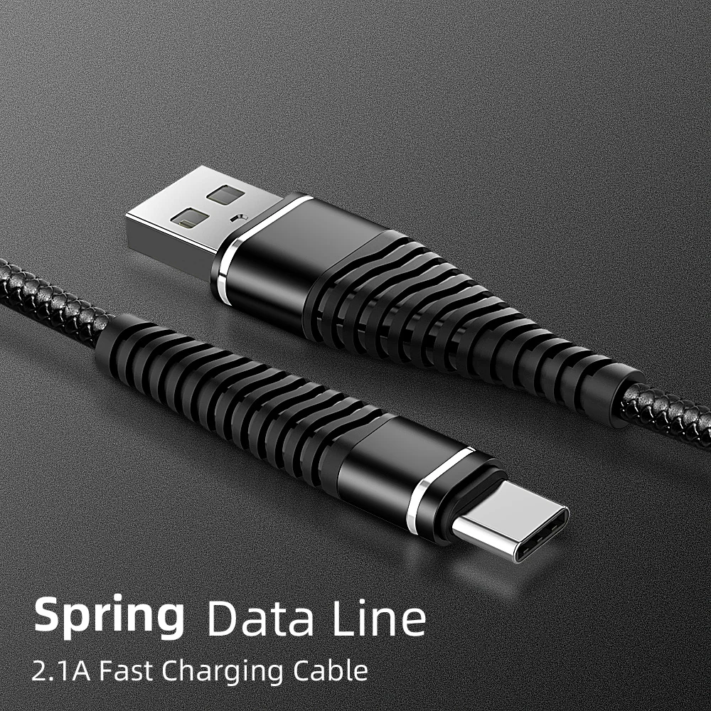 

Micro USB Cable for Samsung Xiaomi Spring Charging Charge Charger Adapter USB C Type C Mobile Phone Charger Cables for Huawei
