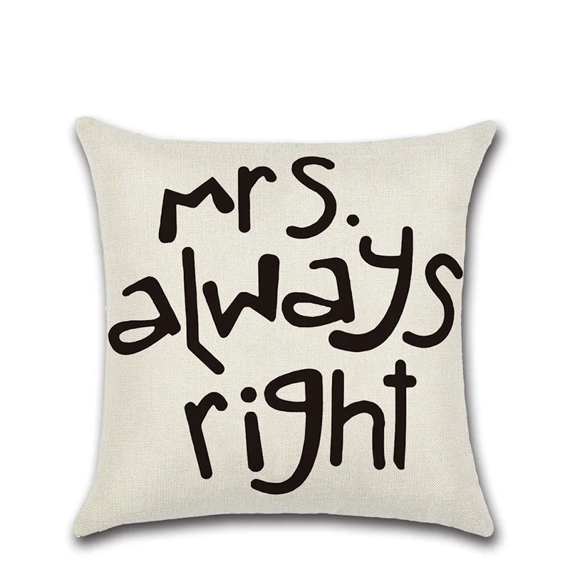 Cute Mr &Mrs Cushion Cover White Couple Lovers Gift Pillow Throw Pillowcases for Home Decor Bedroom Decorative Pillows Case (1)
