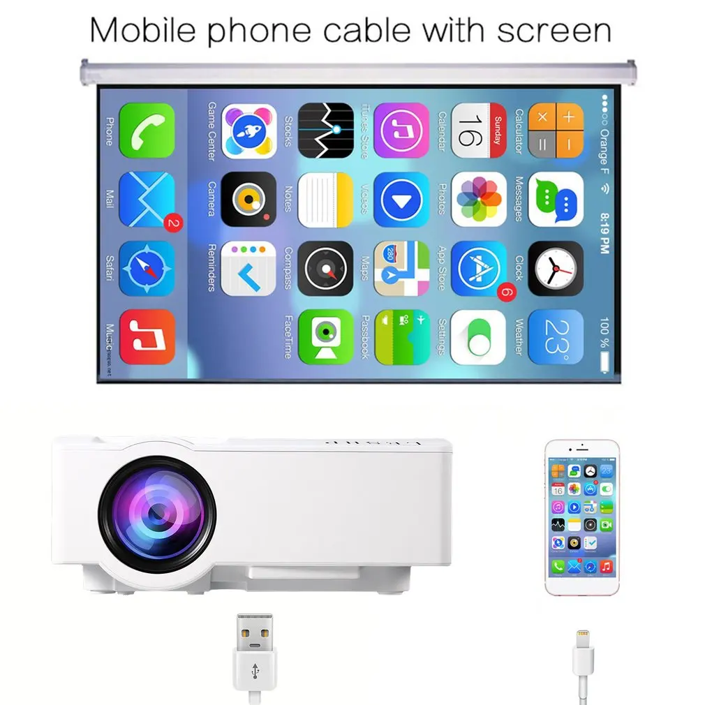 

LESHP 480P LED Light Source HD Video Audio Play High Fidelity Speaker Eye-protection Mobile Phone With Screen Home Projector