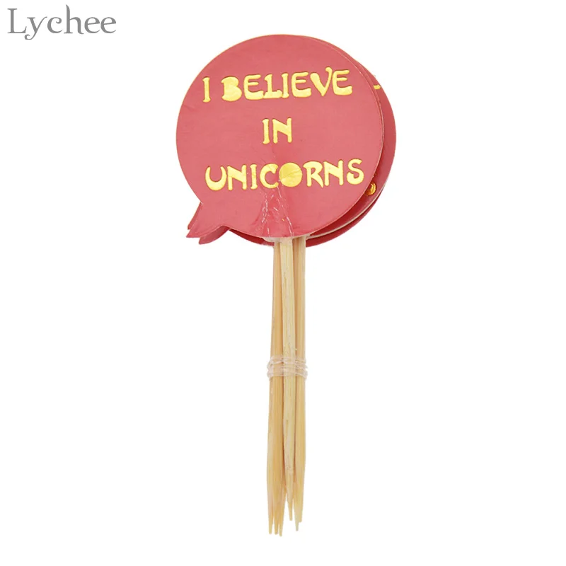 Lychee Life 24 шт./набор, единорог, радуга, топпер для торта, свадьба, день рождения, вечеринка, детский душ, десерт, выпечка, украшение торта, принадлежности