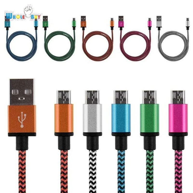 100 шт./лот 1 м 3 фута 2 алюминиевая ткань micro 5pin 8pin usb c typeC type-C кабель для